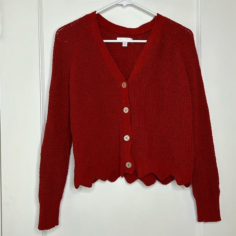 Lauren Conrad Burnt Orange Knit Cardigan Sweater